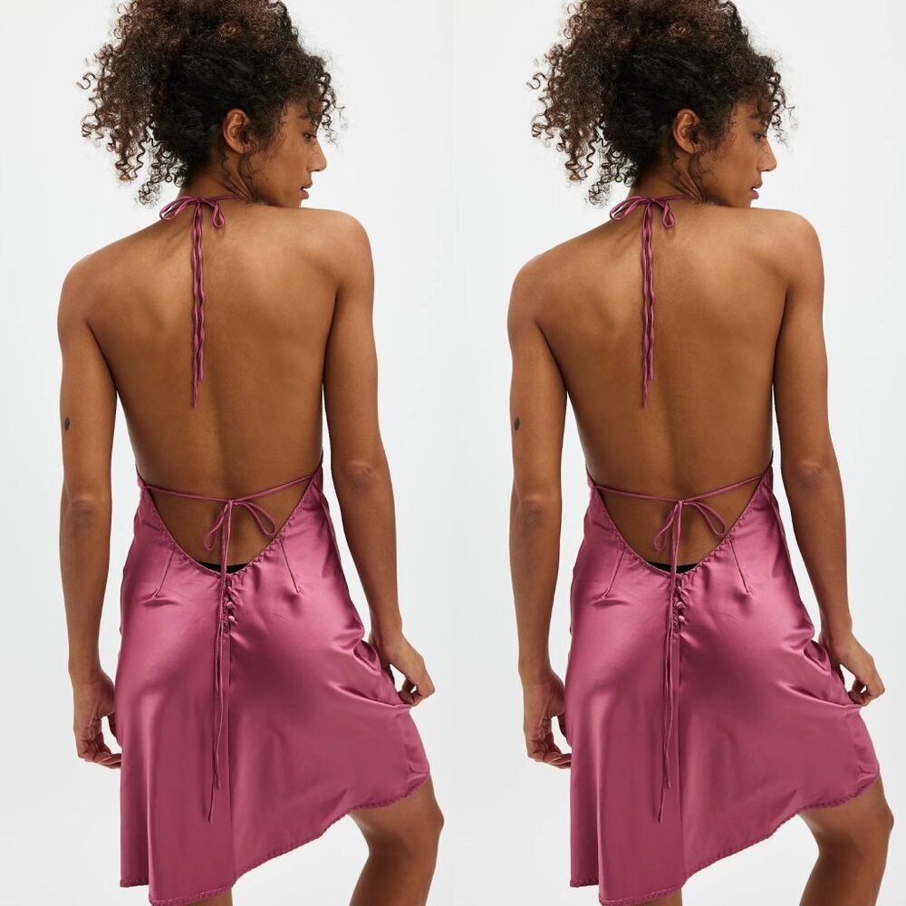 Free People Friday Fever Mini Slip in Sweetheart Pink Rose Small NWT